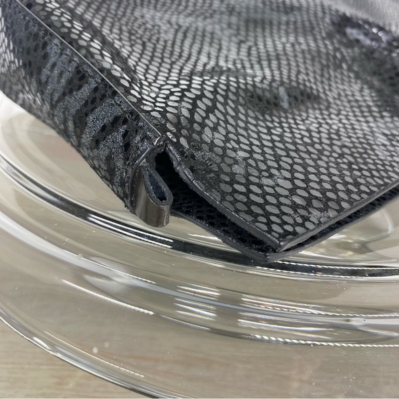 Sabina New York Black Leather Snakeskin Embossed Evening Bag Clutch Purse‎ - Picture 8 of 11